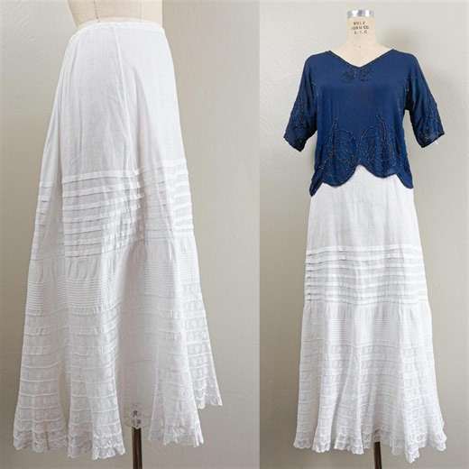 Antique 1890s-1990s White Cotton Lace Petticoat Skirt, L/XL - Etsy