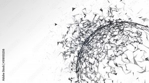 Abstract black plexus structure on sphere earth cracking and exploding on white background. 3D illustration Stock Video