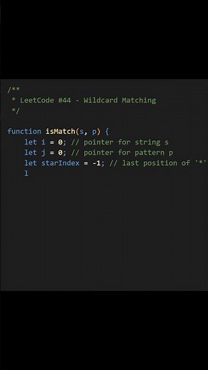 Solve LeetCode 44 Wildcard Matching #shorts #coding #javascript