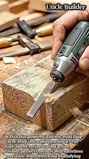 Carving Wood With A Micro Rasp! #heavyequipment #craftsmanship #minitools #woodshaping