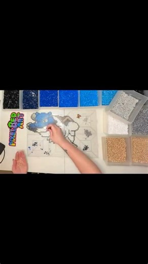 Blastoise Perler Bead Build 😂💧 Pokémon Fuse Bead #pokemon #shorts #fusebeads #perlerbeads