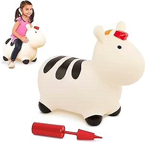 Battat – Inflatable Zebra Bouncer – Air Pump Included – Bouncy Animal – Soft & Safe – 18+ Months – Hoppin' Zebra