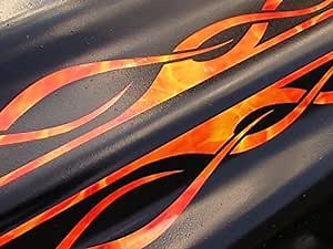 Pinstripe Flame Decals - True Fire - 4pc Set for John Deere & All Riding Ride on Lawn Garden Mower Tractor Racing