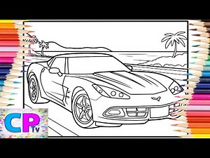 Chevrolet Corvette Close to the Beach/Chevrolet Sport Cars/Art Drawing/Interesting Colors/Relaxing