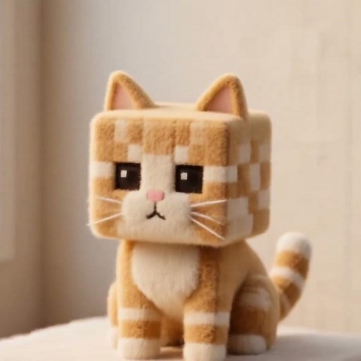 “Orange Cat Transforms into Minecraft Style! Pixel Cat Adventure Begins 🐾🟧” #猫好き #catlovers