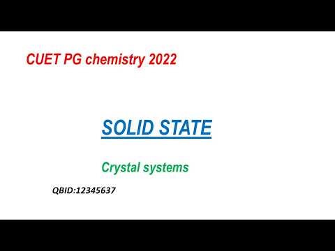 CUET PG Chemistry 2022 | Crystal systems | Solid state