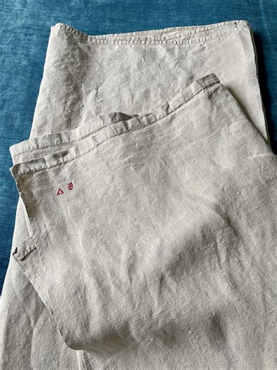 Antique French Linen Sheet Rustic Country Farmhouse Style Tablecloth. Heavy Weight. - Etsy