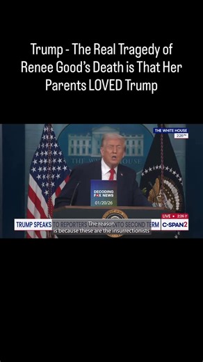 Decoding Fox News on Instagram: "During his press conference on Jan. 20th President Trump spoke about the ICE killing of Renee Good for a little over one minute. During his remarks he mentioned himself five times but never said Good’s name. I’ve included a countdown on the screen for emphasis. #decodingfoxnews #trump #reneegood #narcissistic #npd"