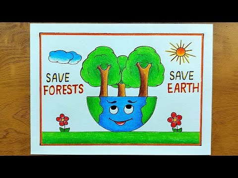 International Forest Day Drawing | Save Forest Drawing | World Forest Drawing | (Easy Drawing)