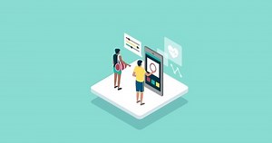 Fitness and sports isometric icon: sportspeople using a fitness app on a smartphone and customizing a workout plan