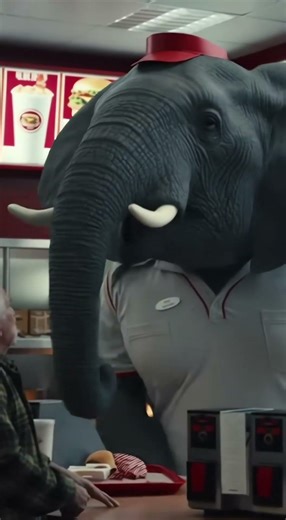 The SCARIEST Fast Food Worker Ever?! 🐘🍟 #shorts