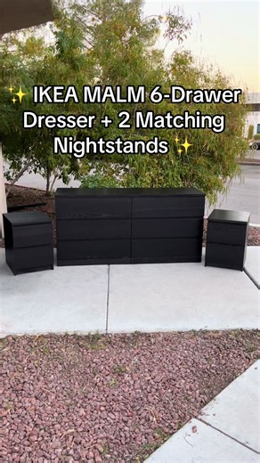 IKEA MALM 6-Drawer Dresser and Nightstands Set