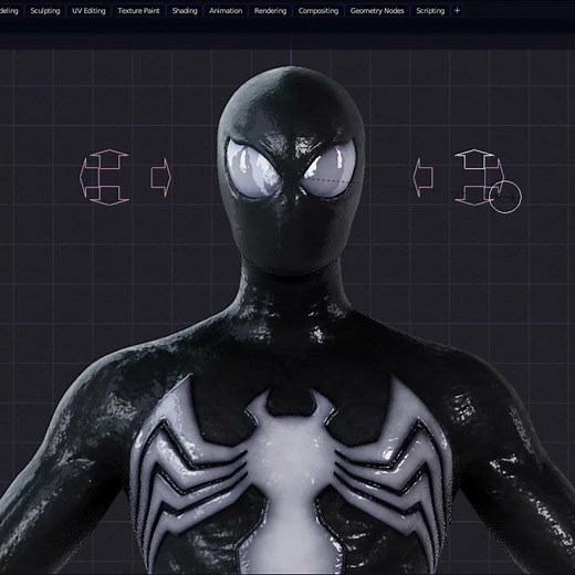Symbiote Expressive Eyes in Blender #spiderman #spiderverse #tasm #theamazingspiderman #venom