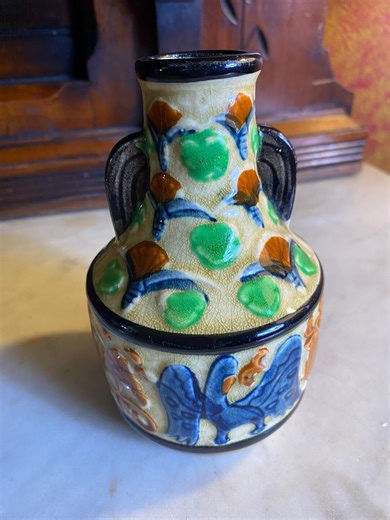 Vintage Hand Painted Vase Made in Japan -- Blue Bird Floral Ceramic -- Six-inch Crazed Finish - Etsy