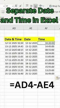 Separate Date & Time into Two Cells in Excel – Quick Method #time #date #excel #excelshortcuts