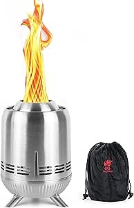 Amazon.com : BiggerFire 9" Tabletop Fire Pit, Stainless Steel Small Outdoor Stove, Low Smoke Burning Portable Firepit Fueled by Pellets or Wood, for Patio Camping Garden Backyard with Travel Bag,23.2x16.3cm : Patio, Lawn & Garden