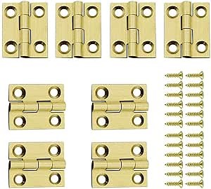 Jinyuanchao Mini Solid Brass Hinges Cabinet Drawer Butt Hinges for Jewelry Chest Wood Box,1/2/2.5Inch,8PCS(1Inch)