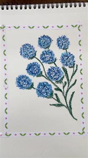 All Blue Palette Flower 💙 | Mungyo Oil Pastel Art #shorts
