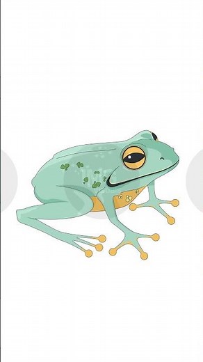 Green tree frog lo-fi 2D character vertical animation