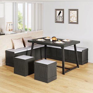 brafabhome Corner Dining Table Set with Storage Bench,47inch Breakfast Nook Table Set for Kitchen