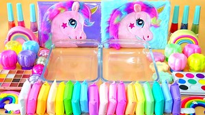 Unicorn makeup and nails paint slime asmr #asmr #makeup #nails | Slime Slime