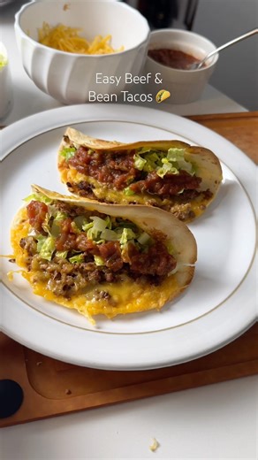 Bean & beef air fryer tacos. #tacos #tacotuesday #recipe #dinner #cooking #easyrecipes #mexicanfood