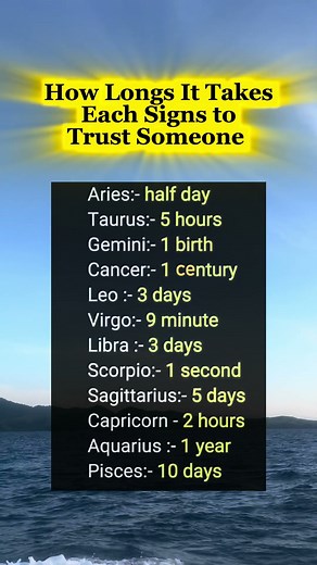 HOW LONS IT TAKES EACH SIGNS TO TRUST SOMEONE #zodiac #love #tarot #facts #shorts