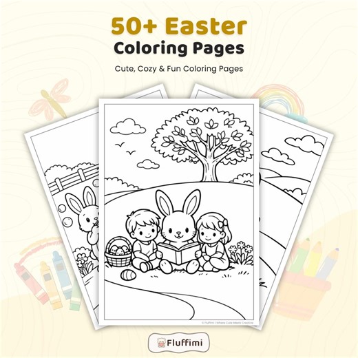 50  Easter Coloring Pages, Bunny and Egg Designs, Spring Holiday Activity Sheets, Easter Activity Pages for Kids, Instant PDF Download - Etsy