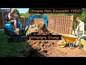 Chinese Mini Excavator attempts tree stump and FAILS !