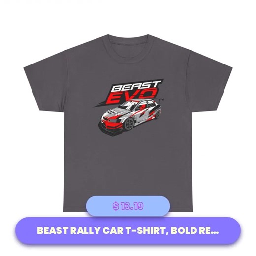 Rev up your style with our Beast Rally Car T-Shirt! 🏎️🔥 Unleash your inner speedster with this bold red and black racing tee! Designed for comfort and street style, it's perfect for car enthusiasts who love to showcase their passion on the go. 😎 Whether you're hanging out with friends or hitting the road, this graphic tee will leave everyone in awe. Plus, at just $13.19, it’s a steal! 🛒💨 So, why not grab one (or two) and make your wardrobe the envy of your crew? Just saying! 😏 #CarLovers #