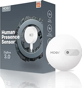 MOES Human Presence Sensor, 24G mmWave Rader Motion Detector Bulit in Light Sensor, Require MOES Zigbee Hub, Support Tuya Smart Life
