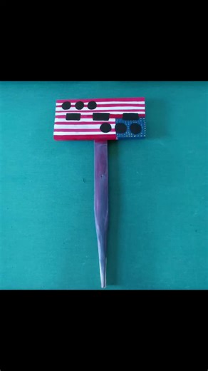 Art Drop! 1 & 2. Patriot Signs~ Materials: Scrap wood supplied and put together by my man (thanks handsome), masking tape, acrylic paint. The first sign is an upside down American flag, the signal for Distress, and the black symbols over it is Morse code for SOS. 3. Drum Pocket Key First Template/Draft~ Materials: Old composer paper from salvage yard, construction paper, Sharpie marker, Uniball felt precision tip pen, glue. 4. Patched Pants Updated~ Materials: American Eagle jeans, old American 