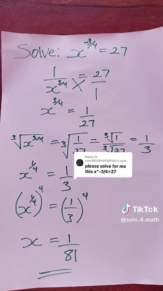 Solve x^(-3/4) = 27 Using Effective Math Tricks