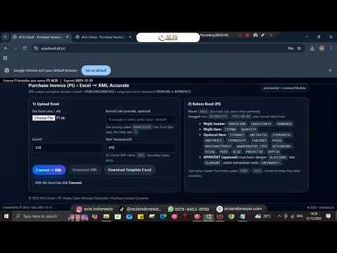 Cara Import Purchase Invoice ( Faktur Pembelian) dari Excel ke Accurate - ACA Cloud Purchase Invoice