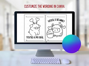 DIY Animal Colouring Valentine's Day Cards - Etsy Australia