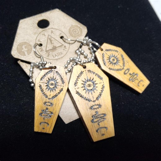 Lasered Mystical Eye Snake Coffin Earrings Necklace Set Maple Symbol Witchy Goth - Etsy