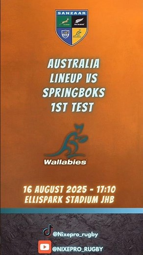Wallabies 🇦🇺 lineup vs Springboks 🇿🇦 | Rugby Championships - 1st Test #wallabies