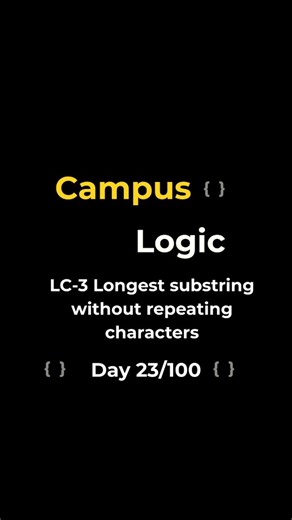 Campus Logic | LC-3 Longest Substring without repeating characters #javaprogramming #dsa #leetcode #campuslogic #placementprep | Instagram