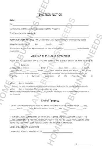 Eviction Notice Template | Notice to Vacate | Lease Violation Letter | Editable Word & PDF | Landlord Forms - Etsy