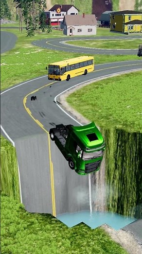 Colorful Trucks, City Buses & Monster Cars vs Huge Pothole - BeamNG.drive