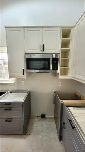Work in progress... We are installing this IKEA kitchen with BODBYN off-white and grey cabinets