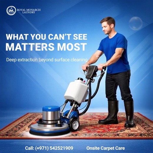 What settles deep in carpets affects daily living. Professional extraction makes the difference. 📞 Book onsite carpet care: ( 971) 542521909 🚐 Service at Your Location #CarpetCleaningPalmJumeirah #DeepCleaningDubai #HealthyHomesUAE #RoyalMonarch | Royal Monarch Laundry LLC