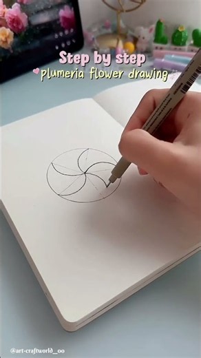 Step-by-Step Plumeria Flower🌸 How to Draw a Plumeria Flower | Step by Step Flower Drawing Tutorial