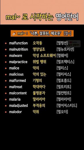 mal~ 로 시작하는 영어단어 | '나쁜, 잘못된, 해로운' 뜻의 접두사 영단어 배우기