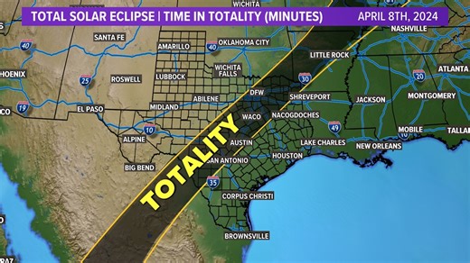Who's getting the most eclipse totality in North Texas? Here are the numbers