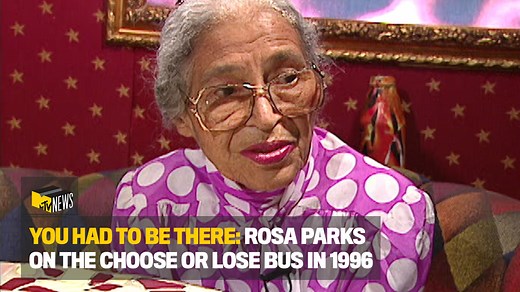 Today is the legendary Rosa Park's birthday. We sat down with the "Mother of Civil Rights' in 1996 to discuss her activism, her legacy, and her longstanding history in fighting for justice, freedom, and equality for African Americans, and why young people today should be politically active. | MTV News