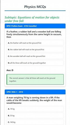 Equations of motion for objects under free fall