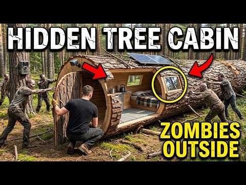 A Giant Fallen Hollow Tree Became My Off Grid Cabin With Windows and a Toilet