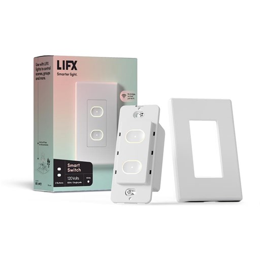 Check The Home Depot's Q&A Before Buying: LIFX Smart Wi-Fi Connected White Touch Light Switch for Dimmable 210W LED and 650W Incandescent Bulbs, Single-Pole 2-Buttons
