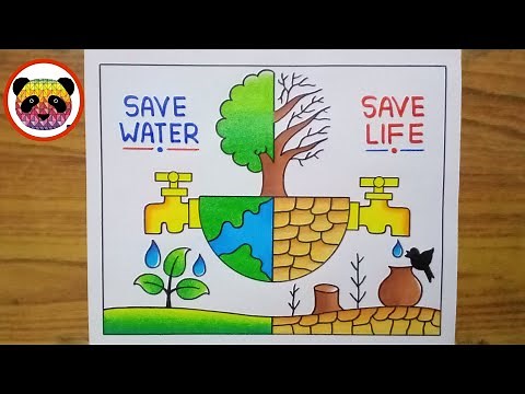 World Water Day Poster Drawing / Save Water Save Life Drawing / Save Water Save Earth Drawing Easy
